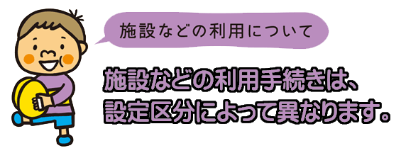 施設などの利用手続きは、認定区分によって異なります。