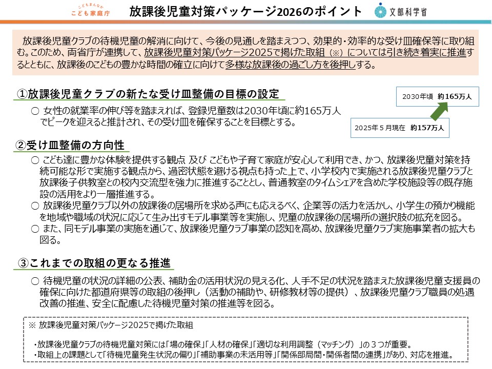 放課後児童対策パッケージ2026のポイント