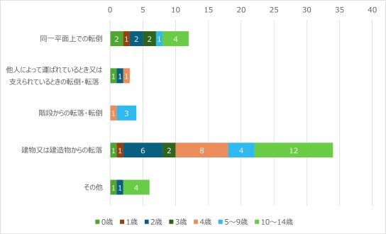 「不慮の転倒・転落」による死亡事故の原因（2020年から2024年の累計）