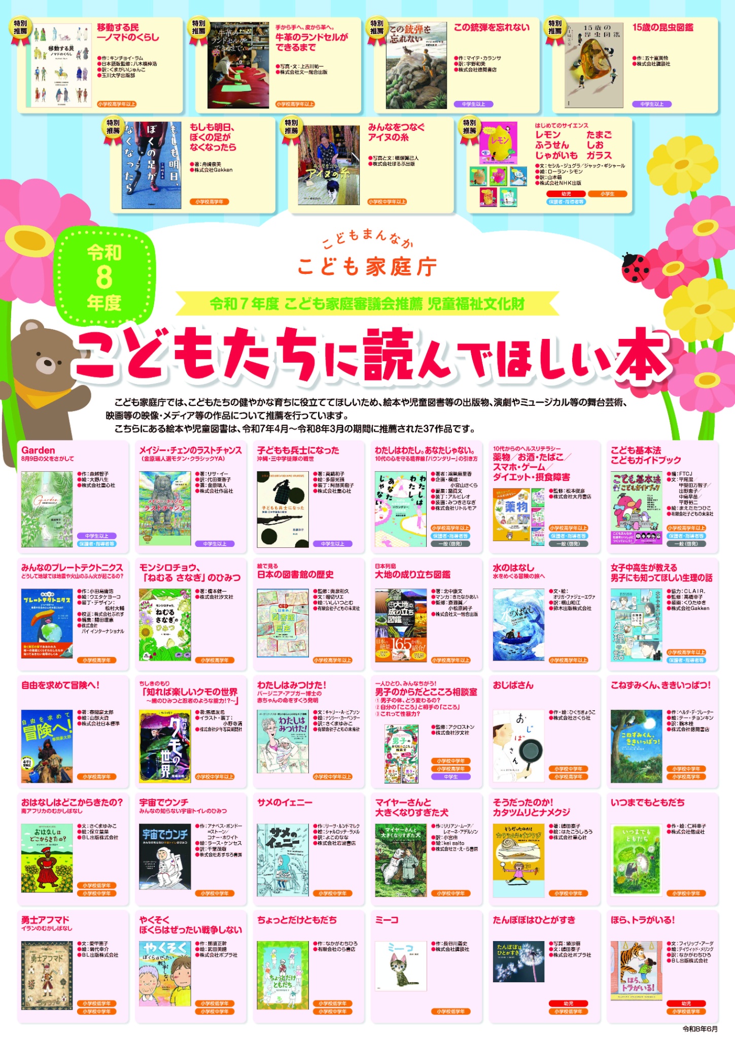 ページ内で紹介している子どもたちに読んで欲しい本の表紙が描かれているポスター