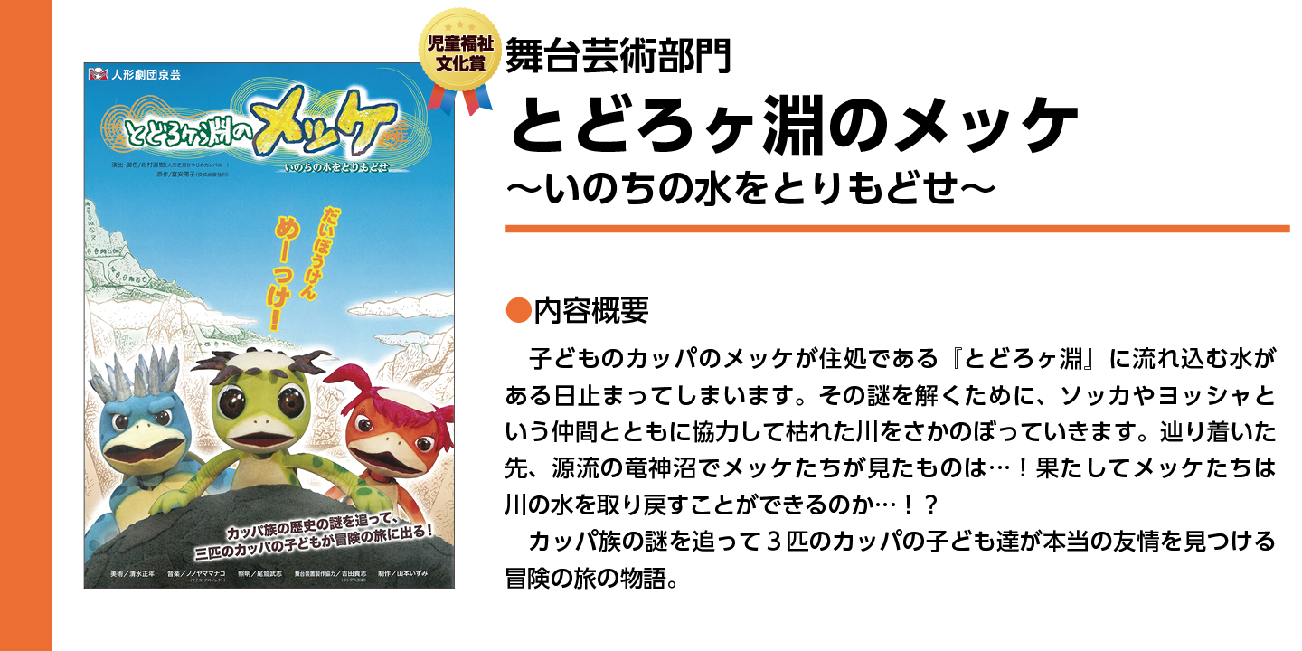 舞台芸術部門　とどろヶ淵のメッケ ～いのちの水をとりもどせ～
