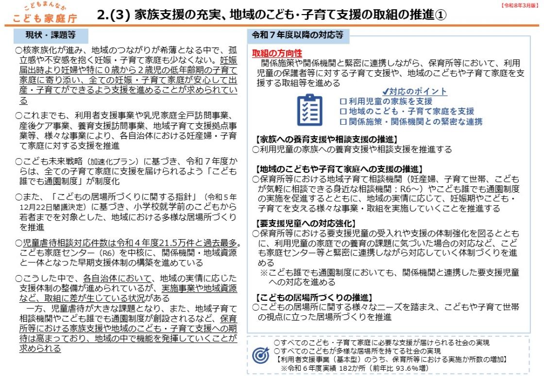 2.（3） 家族支援の充実、地域のこども・子育て支援の取組の推進