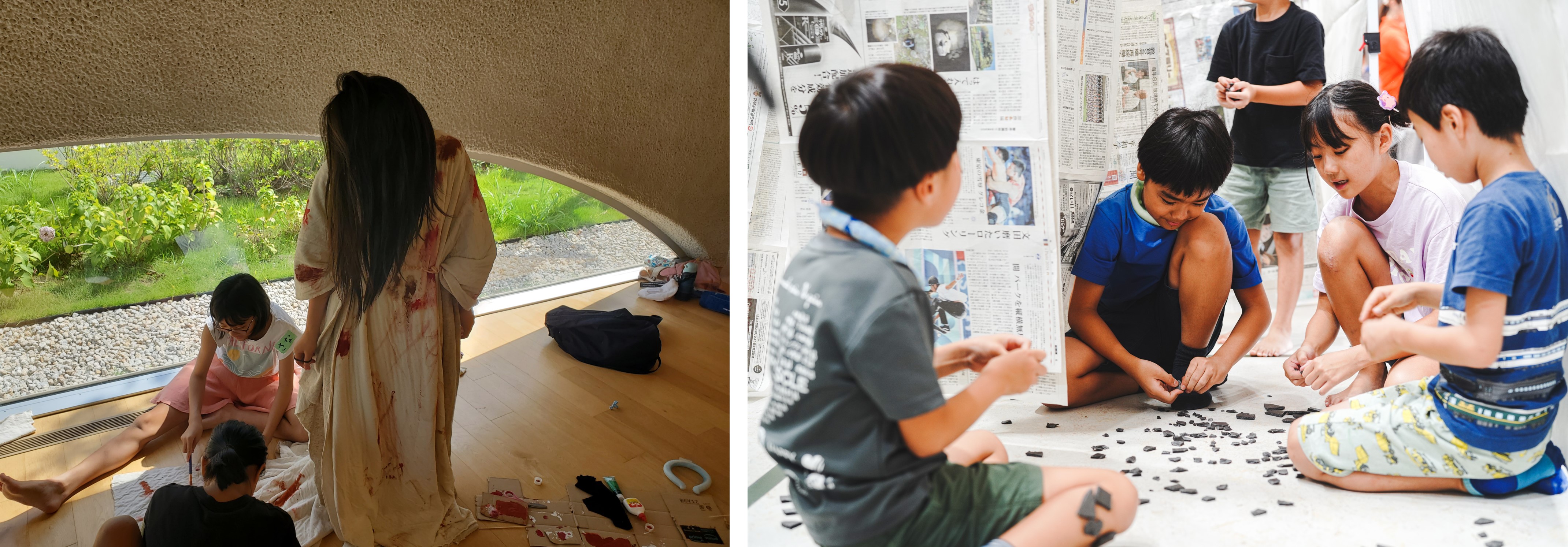 おばけ屋しきを作っている様子